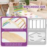 7in1 Rainbow Pikler Triangle Set Foldable Montessori Climber, Wooden Climbing Toys with Sliding Ramp&Arch Rocker for Kids,Climbing Indoor Playground Set for Toddlers Volscity