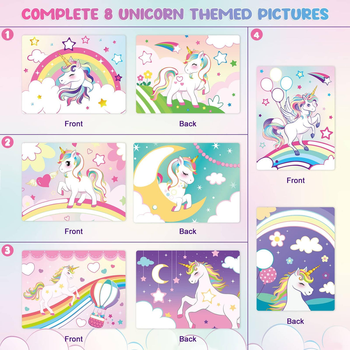 WERNNSAI Dot Stickers Art Craft for Kids Age 4 to 8 - Dot Stickers Art Activity Kit 8 Unicorn Theme with No Mess Stickers Mess Free Painting Craft Kits for Toddlers Girls Preschool Learning WERNNSAI