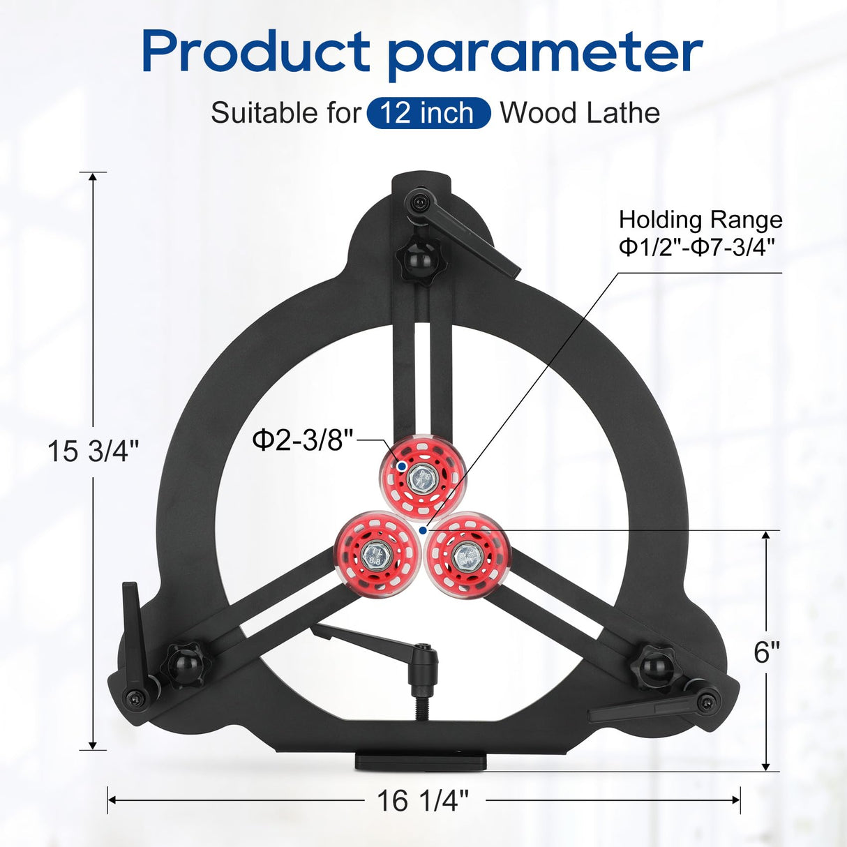 Woodturning Steady Rest for 12" Lathe Swing, Woodworking Steady Rest, 3-Point Adjustable Woodturning Steady Rest for 12 inch Swing Medium Size Lathe Dozont