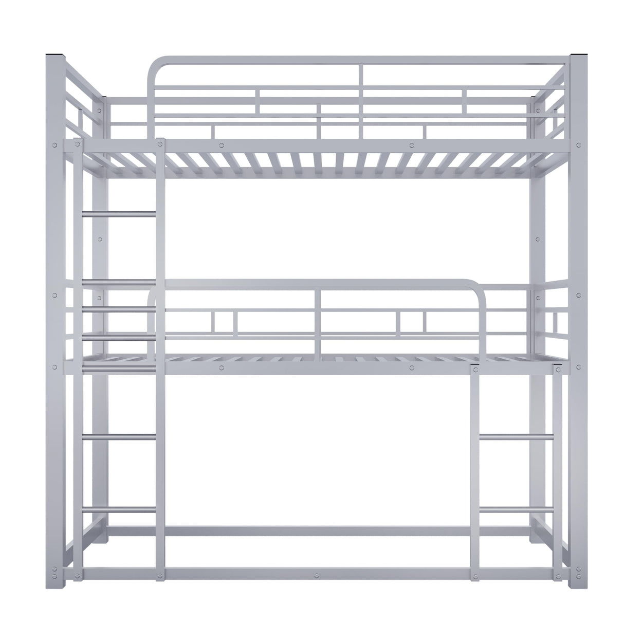Merax Twin Over Twin Over Twin Metal Bunk Bed, Triple Bunk Bed for Teens, Adults, Girls, Boys, No Box Spring Needed, Silver Merax