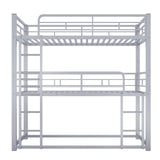 Merax Twin Over Twin Over Twin Metal Bunk Bed, Triple Bunk Bed for Teens, Adults, Girls, Boys, No Box Spring Needed, Silver Merax
