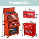 Clickoods Tool Chest Heavy Duty Rolling Tool Box with Cabinet 8-Drawer for Lockable & Removable Cabinet for Garage and Workshop - Red Clickoods
