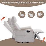 Rocker Recliner Chair for Adults, Swivel Rocker Recliner with Massage and Heat, Adjustable Glider Recliner Nursery Chair with Black Metal Base, Small Recliners for Small Spaces, Living Room (Beige) anwickjeff