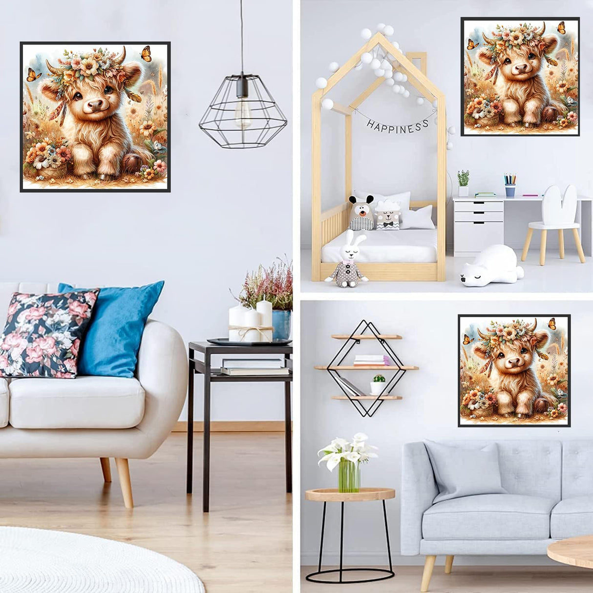 Zythron Cow Diamond Painting Kits for Adults Animal Diamond Art Kits for Beginners 5D DIY Highland Cow Full Drill Diamond Painting Kits for Home Wall Decor, 12x12 Inch Zythron