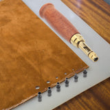 Japanese Screw Punch, Boyistar Wood Handle Belt Hole Puncher, Adjustable Leather Hole Punch Tool (Brown) Boyistar