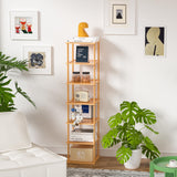 Bamboo Free Standing Shoe Rack Shelf Multi Tier Tall Wooden Stackable Shoes Rack Organizer for Closet Front Door Entrance Narrow Vertical Shoe Storage Rack for Corner Stand (Nature, 7 Tiers) MHXW SXPN