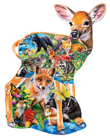 MasterPieces 500 Piece Shaped Jigsaw Puzzle for Adults, Family, Or Youth - Fawn Friends - 20.9"x27" Masterpieces