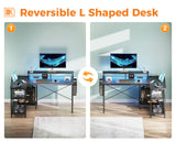 ODK 48 Inch Reversible L-Shaped Gaming Desk with USB Ports, LED Lights & Storage Solutions ODK