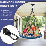 Feanron Hammock Hooks 2 Pack, Heavy Duty Hammock Hanging Kit, M10 304 Stainless Steel Pad Eye Hanging Hooks for Porch Swing Hang, 1700Lbs Holding Capacity,Black Feanron