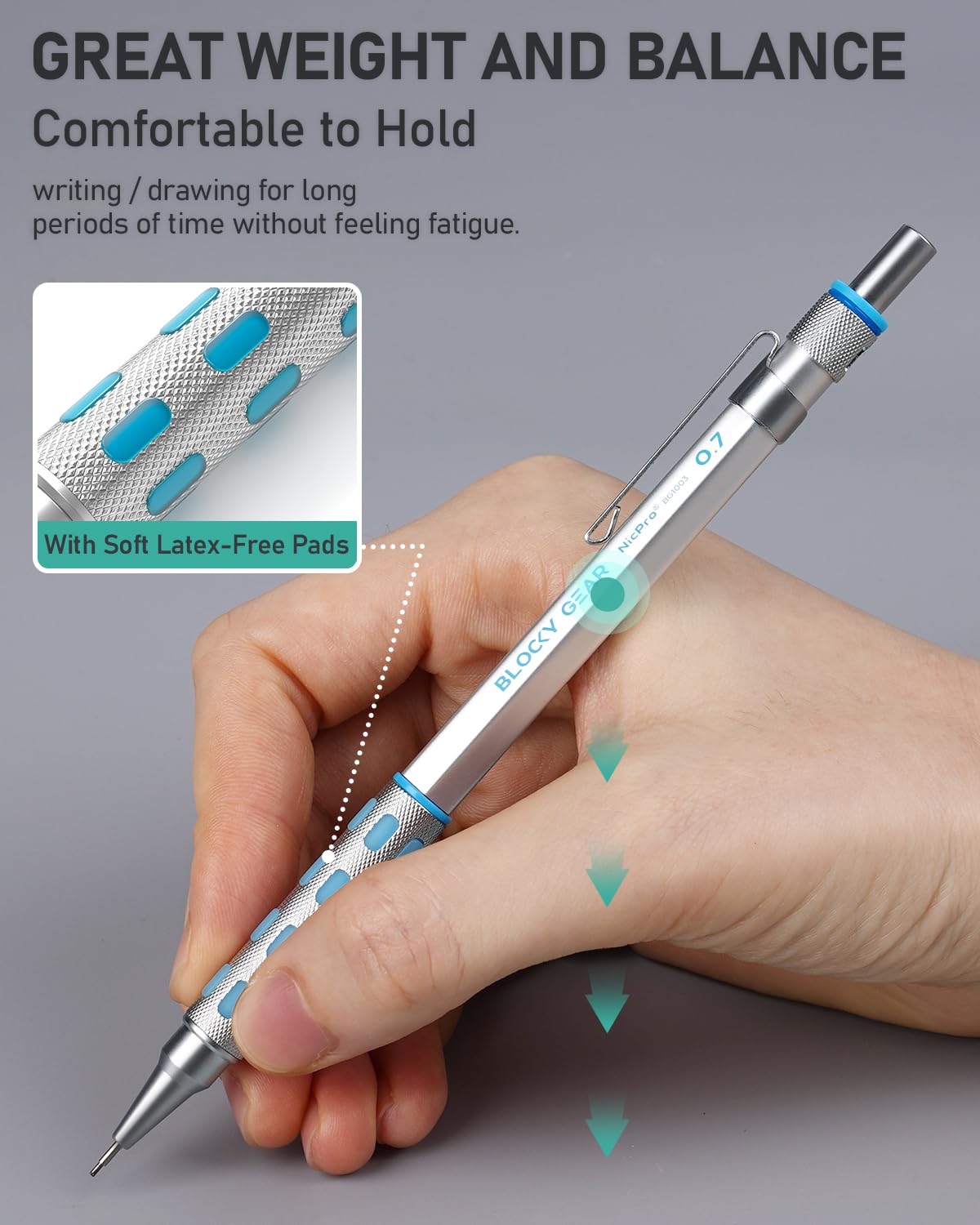 Nicpro 36PCS Blocky Gear Mechanical Pencil Set with Case, Metal Mechanical Pencils 0.3, 0.5, 0.7, 0.9, 2mm Lead Holder for Art Drawing Sketching with 21 Tubes (6B 4B 2B HB 2H 4H Colors) Lead Refills Nicpro