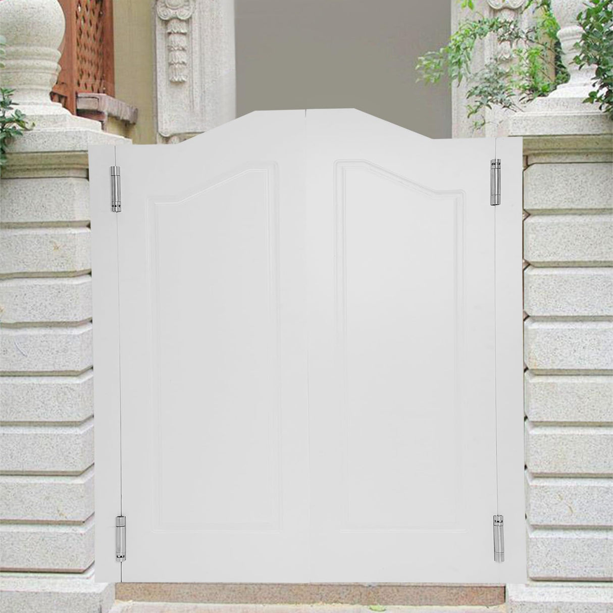 Swinging Doors Cafe Doors, Cafe Saloon Doors, Interior Wood Door Swing Door with Metal Hinges, Bar Saloon Swinging Doors for Kitchen Stairs Bedroom Entrance Partition (White A, 31.9x41.93in) Pinelicorn