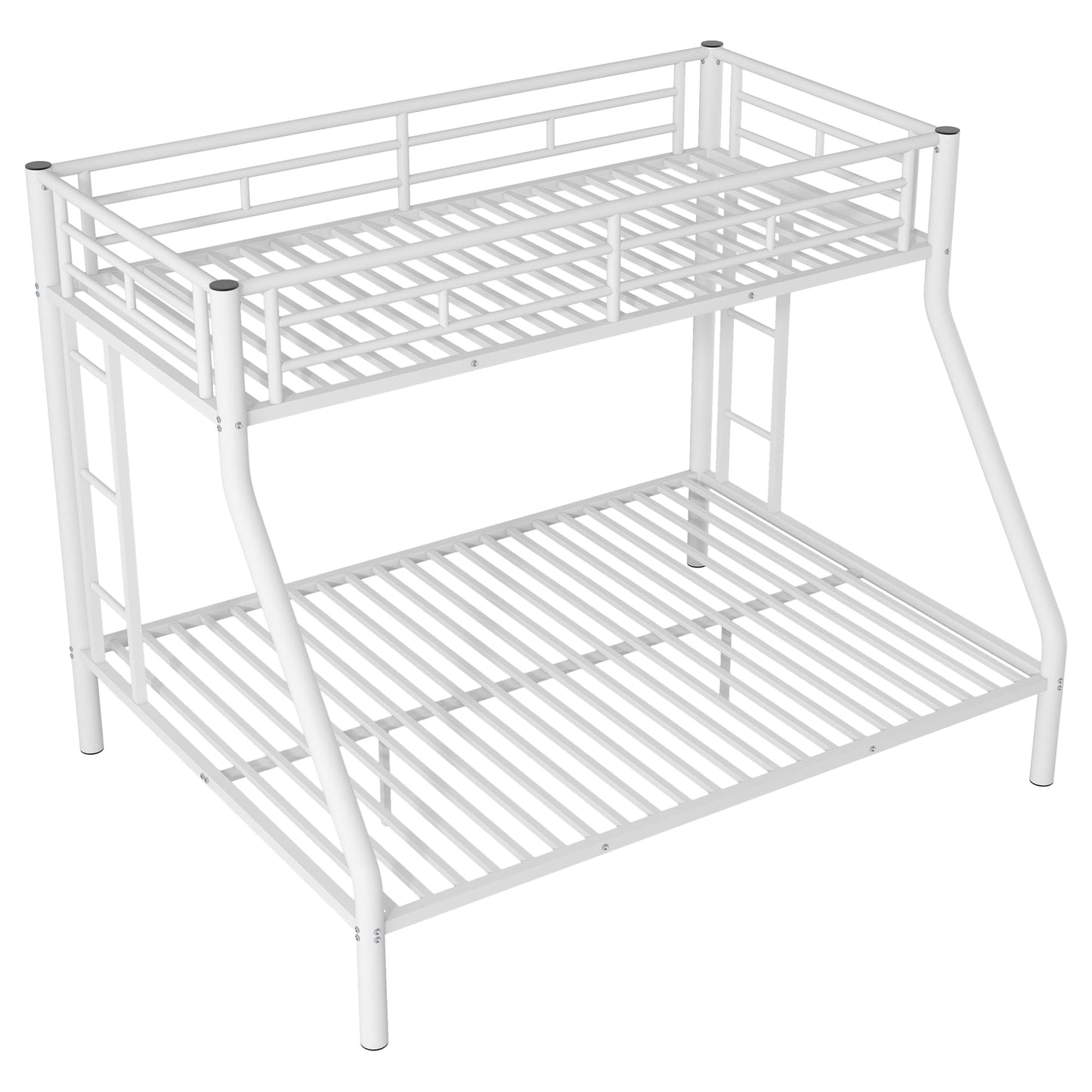 Twin XL Over Queen Bunk Beds with Ladder and Full Length Guardrail, Heavy Duty Bunk Beds/Twin XL Over Queen Bunk Bed for Kids, Twin XL Over Queen Bunk Bed White