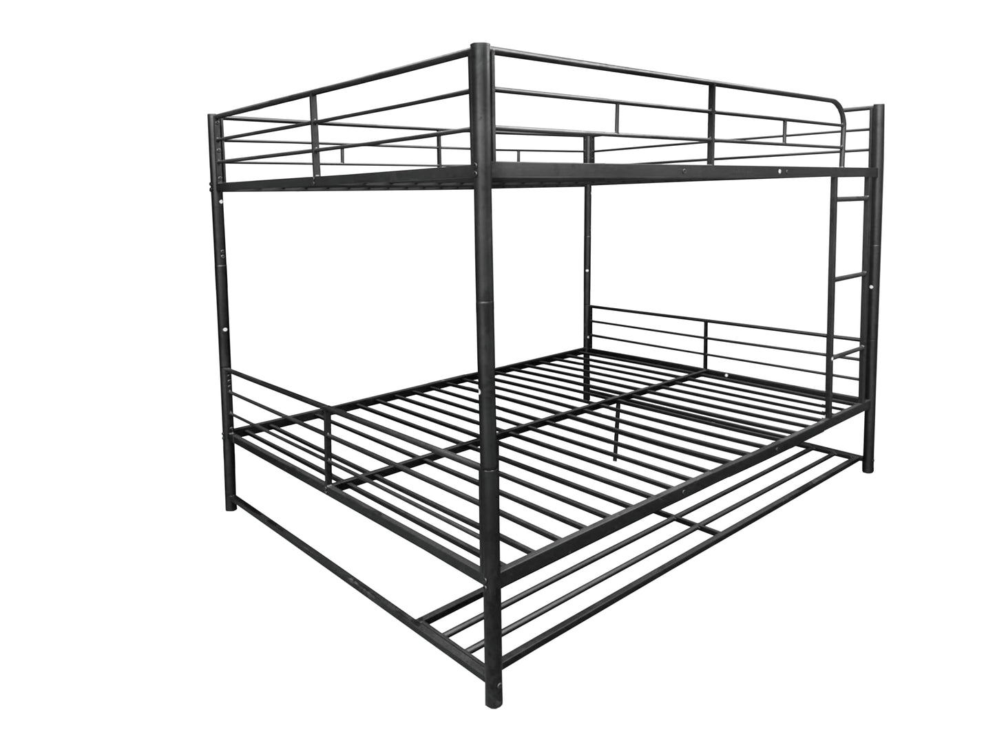 UOCFYK Metal Bunk Bed Full Over Full with Shelf and Guardrails,Convertible Bedframe,Full Bunk Beds for Dorm,Bedroom,Guest Room,No Box Spring Needed, Black