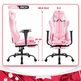 PC Gaming Chair Desk Chair Ergonomic Office Chair Executive High Back PU Leather Racing Computer Chair with Lumbar Support Footrest Modern Task Rolling Swivel Chair for Women Men Girls Adults, Pink BestOffice