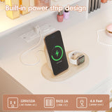 Vabches Large Makeup Vanity Desk, 47" White Vanity Table with Mirror and Lights, 3 Modes Adjustable Brightness and Jewelry Cabinet, Glass Top Vanity with Power Outlet and 7 Drawers for Bedroom Vabches