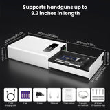 EAMIRUO Gun Safe, Small Pistol Safe Biometric Gun Safe for Handgun, Quick Access Unlock with Fingerprint/Keypad/Key/App, Drawer Handgun Safe Gun Lock Box for Nightstand Bedside Car(Withe) EAMIRUO