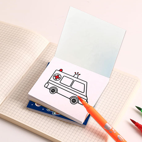 Mini Coloring Book for Adults, 2-Pack Travel Small Coloring Books, Pocket Size Adults Relaxation Coloring Books Stress Relief Adult Mini Coloring Book (Vehicle & Space Planet) Gamito