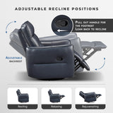 Lexicon Swivel Glider Reclining Chair, Top Grain Leather Match Manual Recliner, Comfy Nursery Glider Recliner, Swivel Reclining Chair for Living Room/Office/Bedroom/Apartment, Dark Blue Lexicon