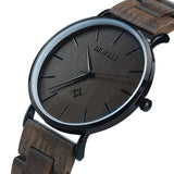 BEWELL Wooden Watches for Men Women Slim Analog Quartz Minimalist Couple Wrist Watch W163A (Mens-Black) BEWELL