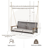 Tangkula 2 Person PE Wicker Porch Swing Bench, Outdoor Hanging Swing with Soft Seat Cushion and Hanging Ropes(Length of 118" for Each Chain), 800 LBS Weight Capacity Tangkula