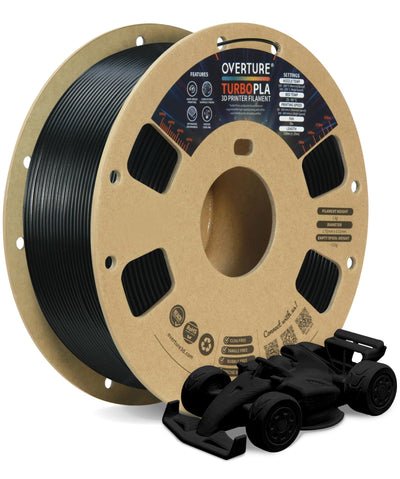 OVERTURE Turbo PLA Filament 1.75mm Rapid PLA Filament High Speed 600mm/s, 1KG Cardboard Spool (2.2lbs), Dimensional Accuracy +/- 0.02mm, Fit Most FDM Printer(Black)