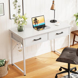 Casaottima 40 Inch Small Office Computer Desk with 2 Drawers & Headphone Hook - Compact Writing Desk for Home Office, Study or Work, Modern Space-Saving Design for Small Spaces, White Casaottima