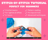 Amigo Rumi Cute Dinosaur Beginners Crochet Kit - Learn How to Crochet Starter Kit - 3+ Hours of Video Tutorials & Crocheting Book - Easy to See Yarn - Amigurumi Stuffed Animal for Kids 12+ & Adults Amigo Rumi