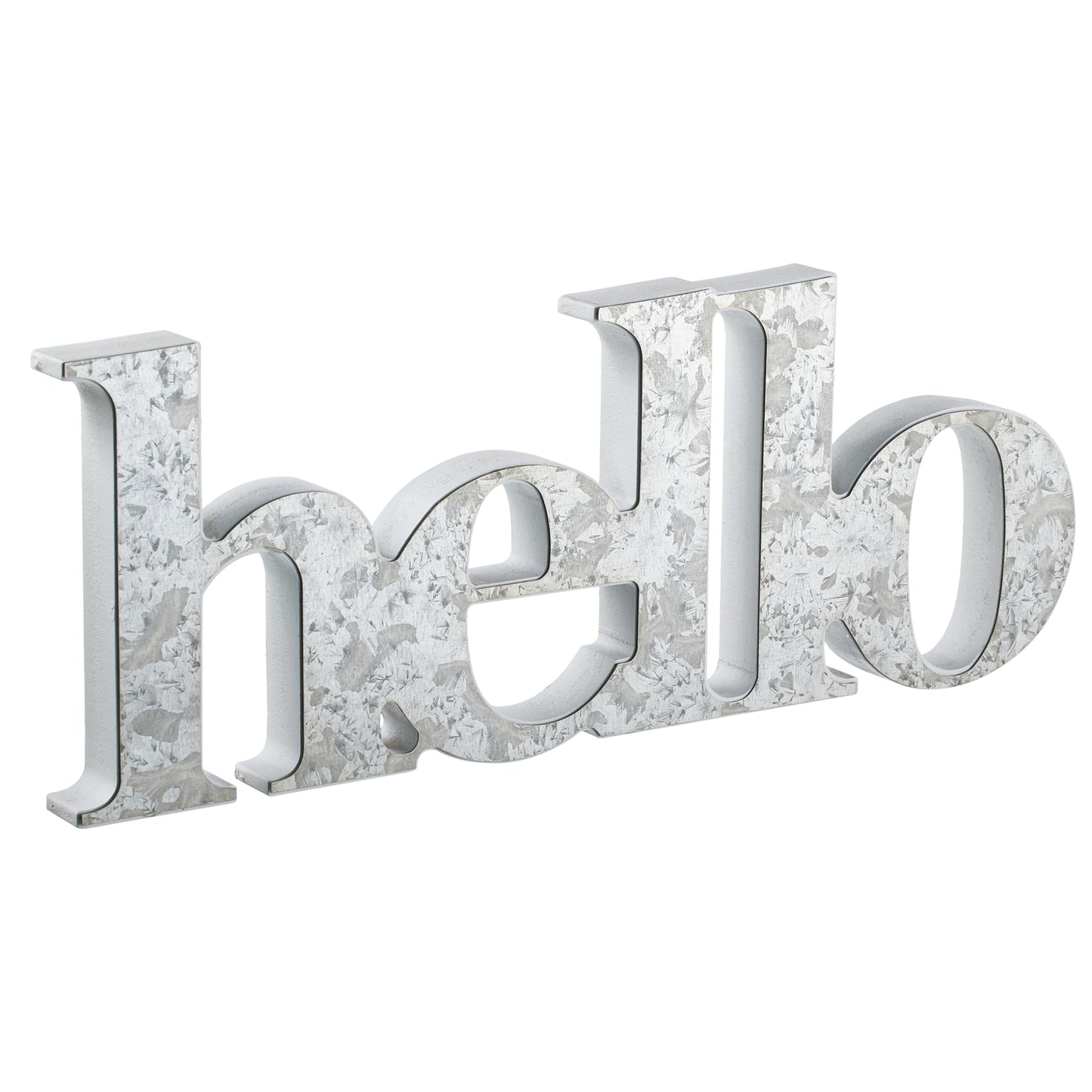 Sintosin Rustic Galvanized Hello Sign for Entryway Table Decor 14 Inches, Hanging Distressed White Welcome Sign for Front Door, Handmade Wooden Hello Winter Sign, Farmhouse Fall Wall Home Dec - WoodArtSupply