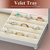 Jewelry Holder Organizer Stand, Jewelry Display Rack with 36 Holes Earring Holder, 10 Hooks Necklace Organizer, Velvet Ring Holder Dish, Birthday Gifts Ideas for Mom Women Room Decor coobest