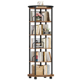 Hzuaneri Rotating Bookshelf, 360° Spinning Bookshelf Tower, Display Revolving Bookcase, Round Book Shelf, Narrow Swivel Bookshelves for Small Space, Bedroom, Living Room, Rustic Brown, BC52101B Hzuaneri