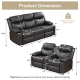 PALLOME Recliner Sofa Set - Reclining Sofa Couch Set, 2 Pieces Recliner Furniture Sofa Set, 3-Seater Reclining Sofa & 2-Seater Reclining Loveseat with Massage & Heat for Living Room (Grey) PALLOME