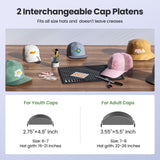 Hat Press Heat Machine for Caps with 2 Platens, Precise Temp&Timer Control, Hat Heat Press with Timer Auto Starter, Sublimation Hat Press for Trucker Hat & Iron on Vinyl, Heat Transfer (Light Green) EENOUR