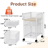 Hongtamoya Rolling Makeup Cart Organizer with 2 Drawers, Narrow Floor Skincare Organizers, Vanity Organizer Cosmetics Display Cases Holder for Skin Care Nail Polish Perfume Makeup Brush, White Hongtamoya