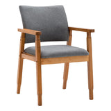 thksbought Set of 4 Mid Century Modern Walnut Dining Chairs Wood Arm Grey Fabric Kitchen Cafe Living Room Decor Furniture thksbought