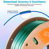 ERYONE Silk Dual Color PLA Filament 3D Printer 1.75mm +/- 0.03mm, Bicolor Filament Two Tone PLA 250G(0.55lbs) Cardboard Spool, Blue Green ERYONE