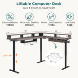 RedLemon 75X60 Inches L Shaped Electric Standing Desk,Height Adjustable Corner Gaming Desk with Drawers, Keyboard Tray, Power Outlets & LED Lights, Computer Desk with Monitor Shelf, Dark Rustic Oak RedLemon
