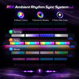 Bestier Gaming TV Stand with Music Sync Light, Flow Vibe Entertainment Center with Storage for PS5 Xbox, RGB LED Party Modes Television Stands for 50/55/60/65 inch TV (Black 3D Carbon Fiber, 57 inch) Bestier