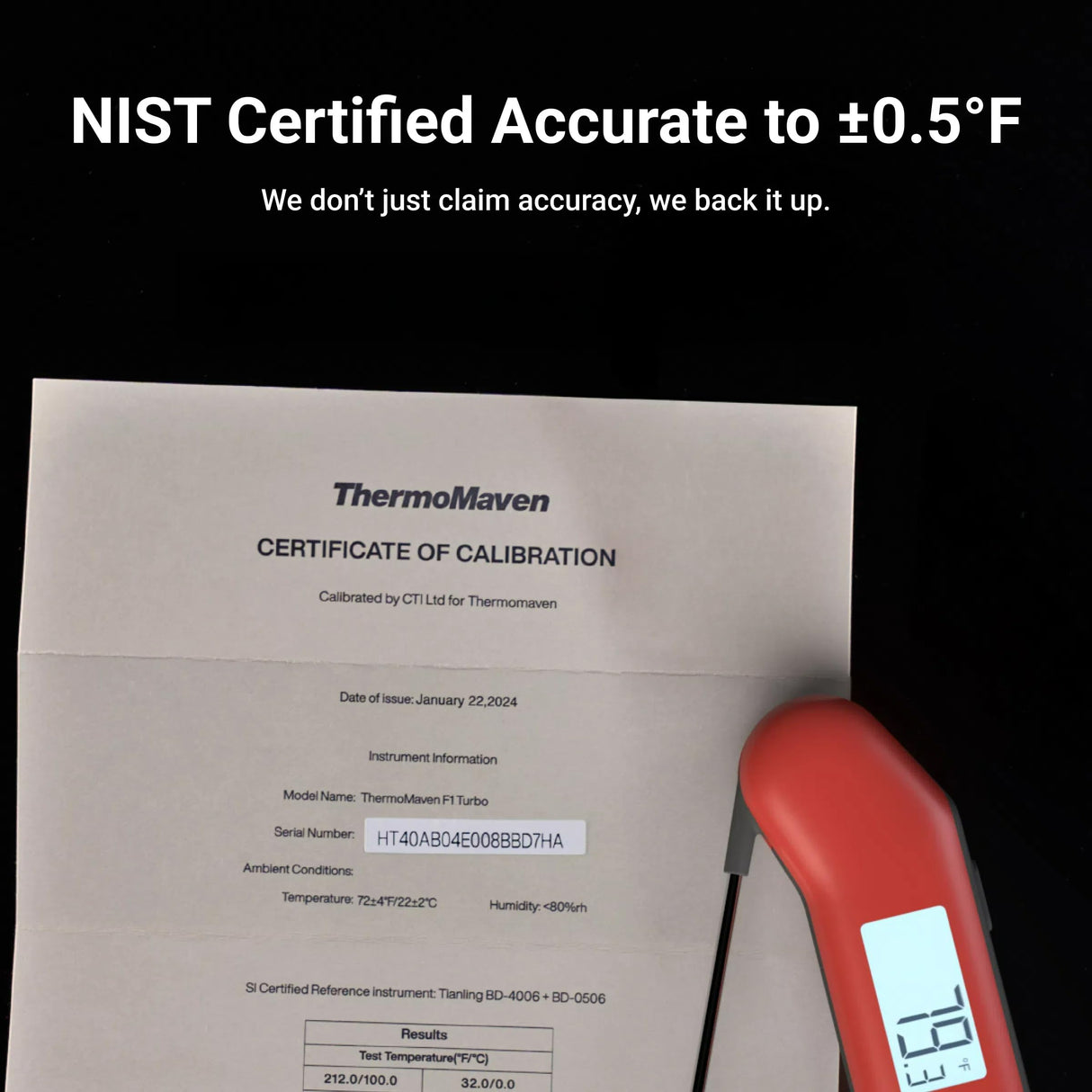 ThermoMaven ProfessionaI Meat Thermometer Digital, 3X Faster 0.5 Sec Instant Read, NIST Certified Accuracy ±0.5°F, 100% Waterproof Probe, Auto-Rotate Bright Indicator, for Candy/Grill/BBQ, Red & Gray ThermoMaven