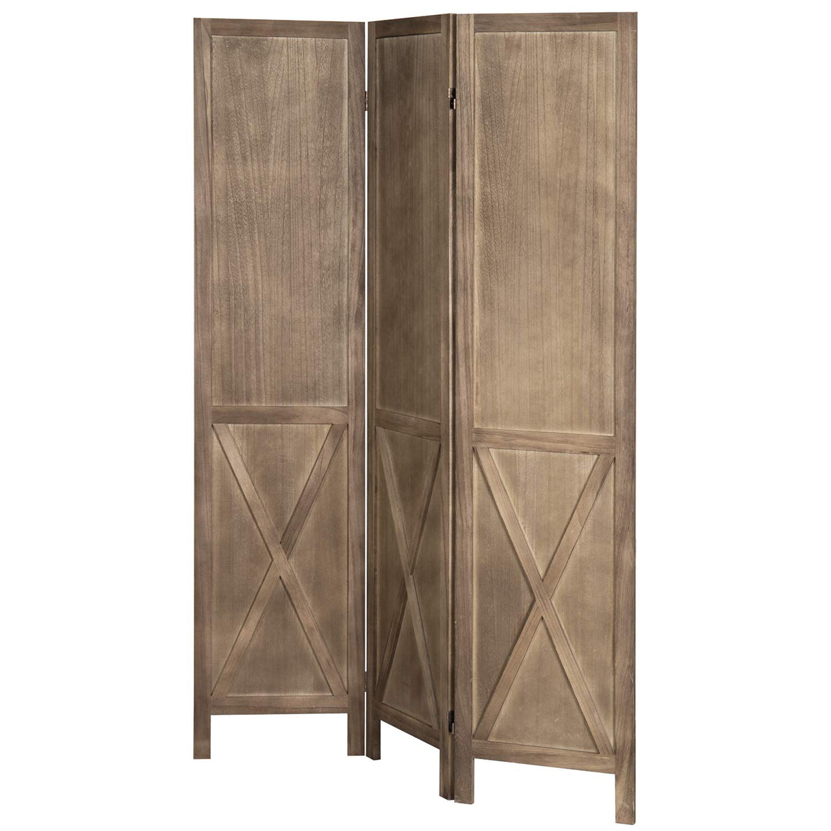 MyGift 3-Panel Burnt Wood Room Divider Folding Burn Wood Privacy Screens for Room Separation with Dual-Action Hinges MyGift