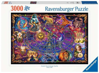 Ravensburger Zodiac 3000 Piece Jigsaw Puzzle - Enthralling Zodiac Illustration | Custom Blueboard | Perfect Interlocking Fit | Vibrant, Matte Finish | Ideal for Advanced Puzzle Enthusiasts