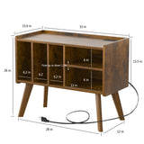 Forevich Record Player Stand Table with Vinyl Storage Holder Large Turntable Record Stand with Power Outlet Holds Up to 220 Albums Display Shelf Cabinet with Wood Legs for Living Room Rustic Brown Forevich