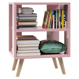 Aenuert Night Stand, Pink Kids Nightstand, Modern End Table with Open Storage, 2-Tier Nursery Bedside Table for Small Space, Living Room, Bedroom Aenuert