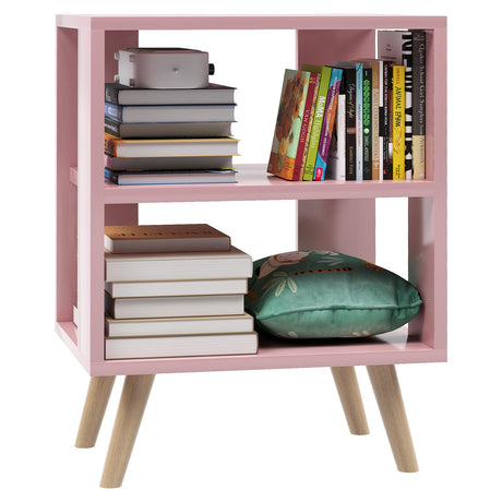 Aenuert Night Stand, Pink Kids Nightstand, Modern End Table with Open Storage, 2-Tier Nursery Bedside Table for Small Space, Living Room, Bedroom Aenuert