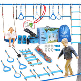 VOKSAFE Ninja Warrior Obstacle Course for Kids - Ninja Backyard Obstacle Course - 50' Weatherproof Outdoor Ninja Course Set with 10 Obstacles, Like Ladder, Swing VOKSAFE