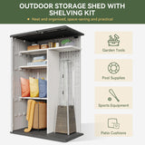 Aoxun Outdoor Resin Storage Shed with Metal Shelving Kit & Floor, 64 Cu.Ft Vertical Waterproof Storage Cabinet for Garage, Pool, Bike, Garden Tools, Patio Furniture (White) Aoxun