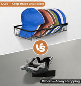 KEETDY Metal Hat Racks for Baseball Caps Wall Hat Organizer Fit 20 Caps Holder, 2 Packs Sturdy Wall Mounted Hat Storage Organizer, Black, Patent: US D1,041,201 S KEETDY