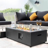 RADIATA 42” Rectangle Propane/Natural Gas Firepit for Outside Patio, Heavy Duty Modern Lowprofile Fire Pit Table with Tank Table & LED Lights, 50000BTU Backyard Fireplace for Porch Deck, Dark Gray RADIATA