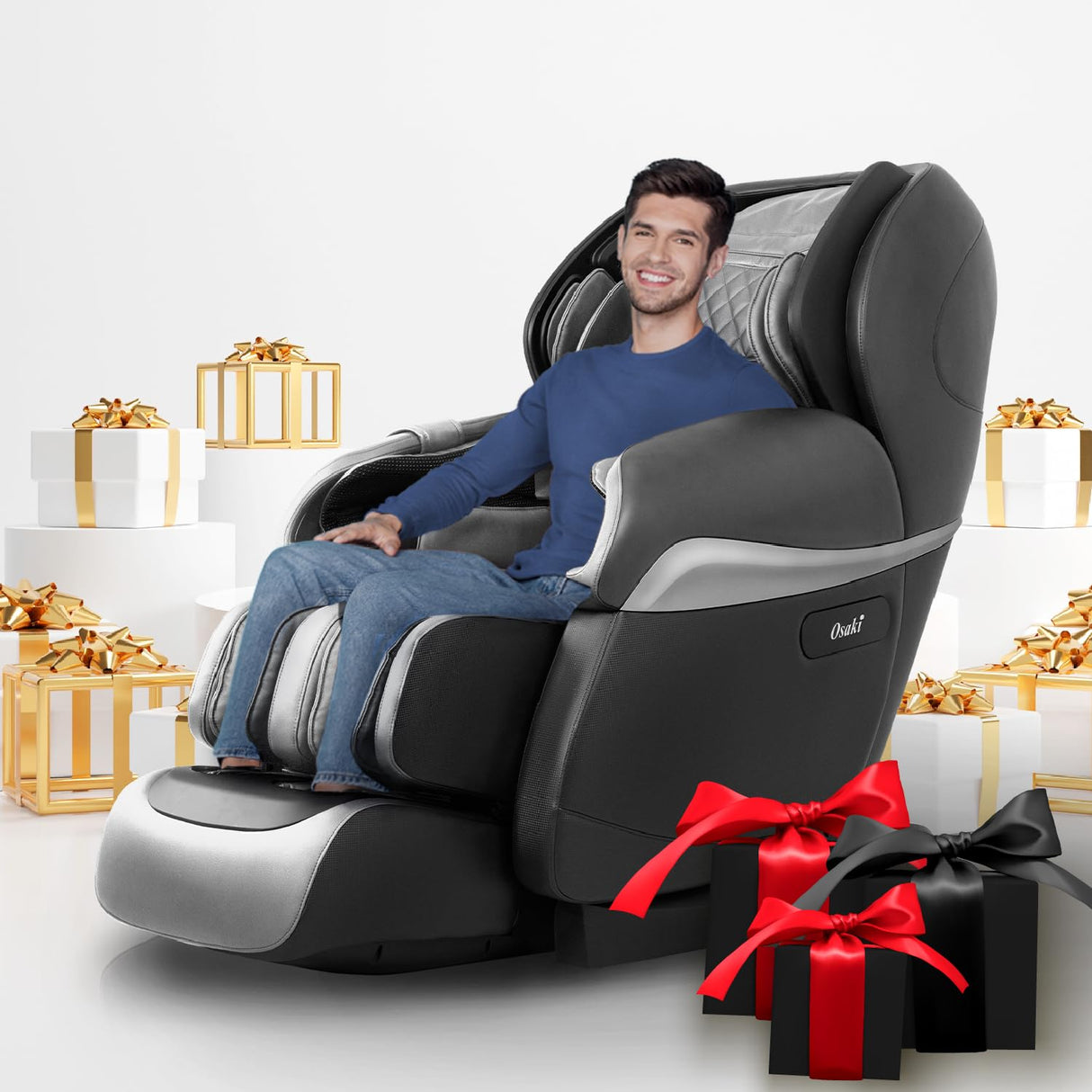 Osaki Pro OS-4D Paragon | Black | Massage Chair | Multi-Angle L-Track 4D Massage | Zero Gravity | Space Saving | Heating Foot Roller | Voice Recognition | High Intensity Fullbody Airbag Osaki