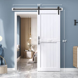 EaseLife 32in x 84in Sliding Barn Door with 5.5FT Barn Door Hardware Track Kit Included,Solid LVL Wood Slab Covered with Water-Proof & Scratch-Resistant PVC Surface,DIY Assembly,Easy Install,White EaseLife