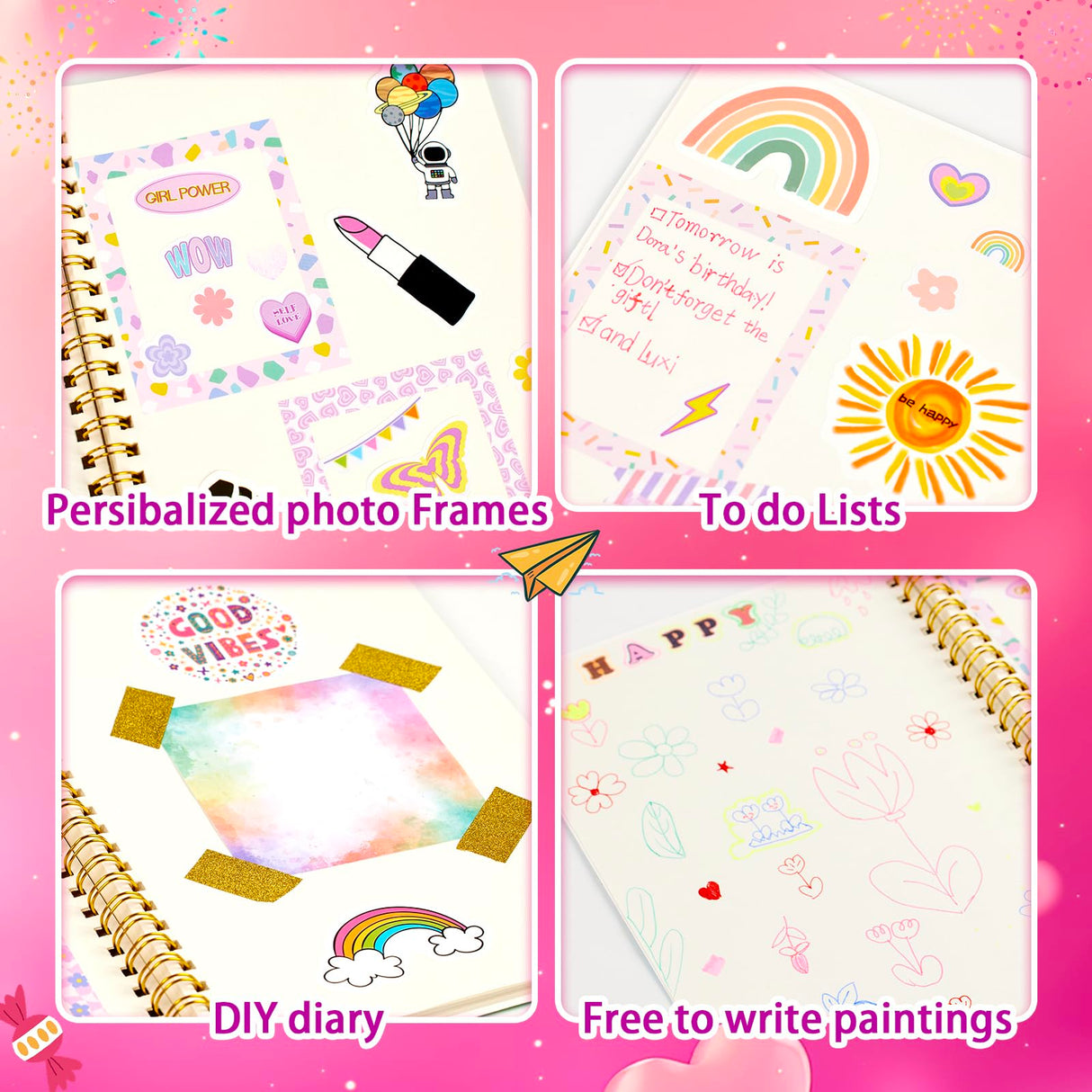 OIHEW DIY Journal Kit for Girls Ages 8-14, Stationary & Diary Set with Stickers,Birthday Gifts for 8 9 10 11 12 13 14 Year Old Girl, Scrapbook Art Crafts Kit Teen Girl Birthday Gift Idea OIHEW